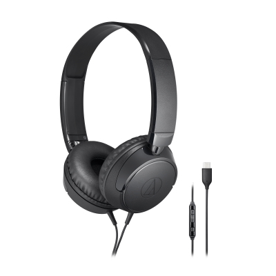 Audio Technica USB-C On-Ear Headphones in Black - ATH-S120C-BK